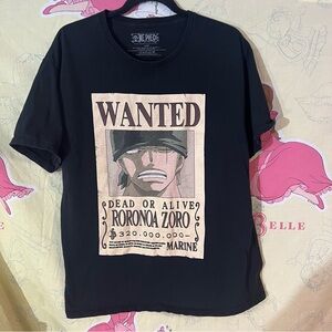 Onepiece Black Wanted Graphic Tee - Ronoroa Zoro T-Shirt